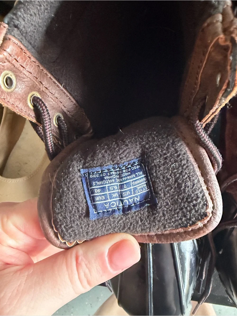 Nautica Brown and Black Lace-Up Duck Boots